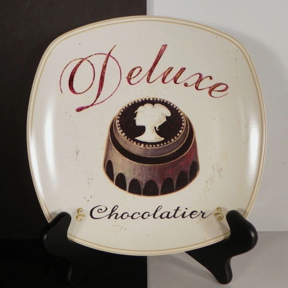 SAKURA Angela Staehling " Deluxe Chocolatier " Stoneware 8" sq. Dessert Plate.